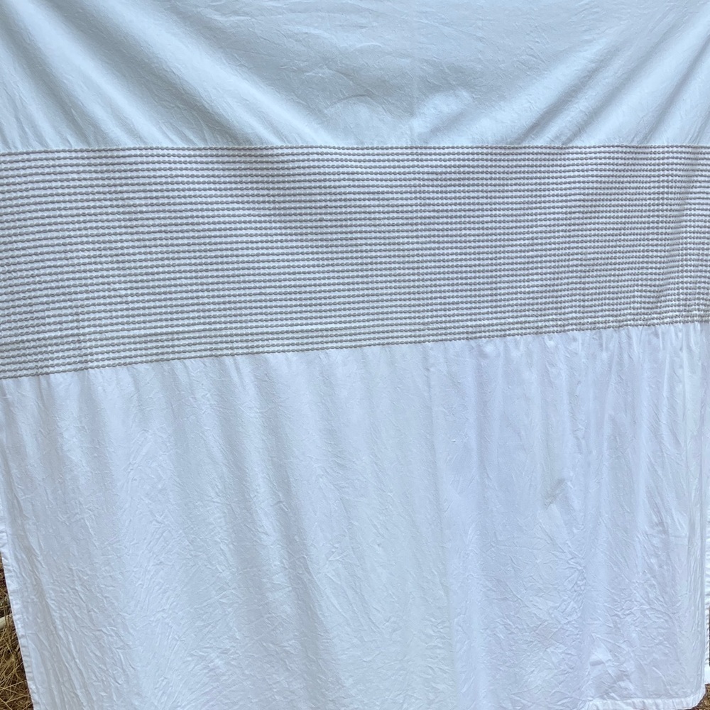Caro Home 100% cotton shower curtain with woven accent blue, gray, white perfect - Picture 6 of 11